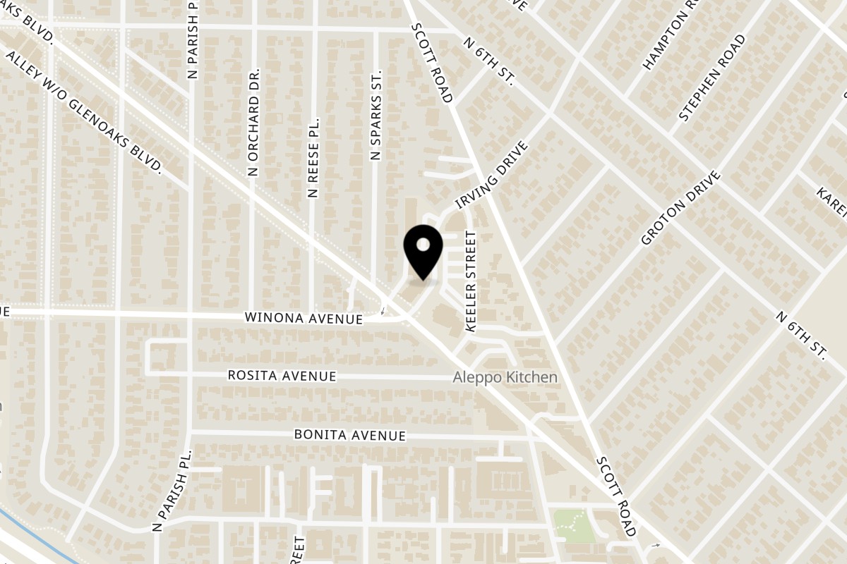 Map showing the location of Ballers & Brew on 407 Irving Dr in Burbank